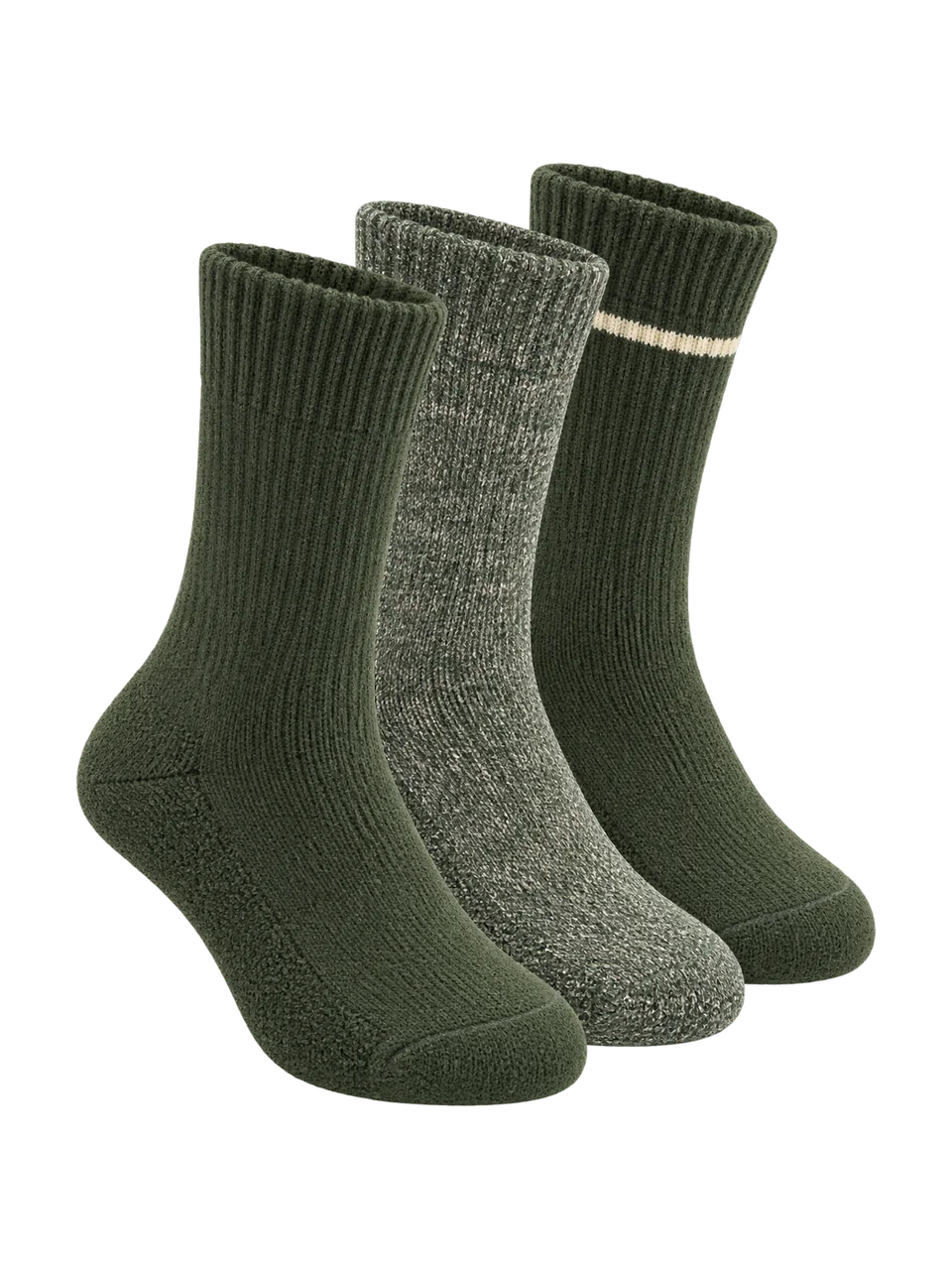 Heddle Sock Co Bobbin Recycled Walking Sock 3-Pack in Green Mix