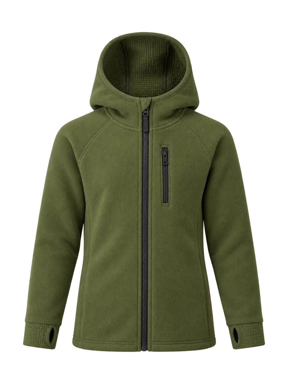 Hale Kids' Nab Hooded Grid Fleece in Moss