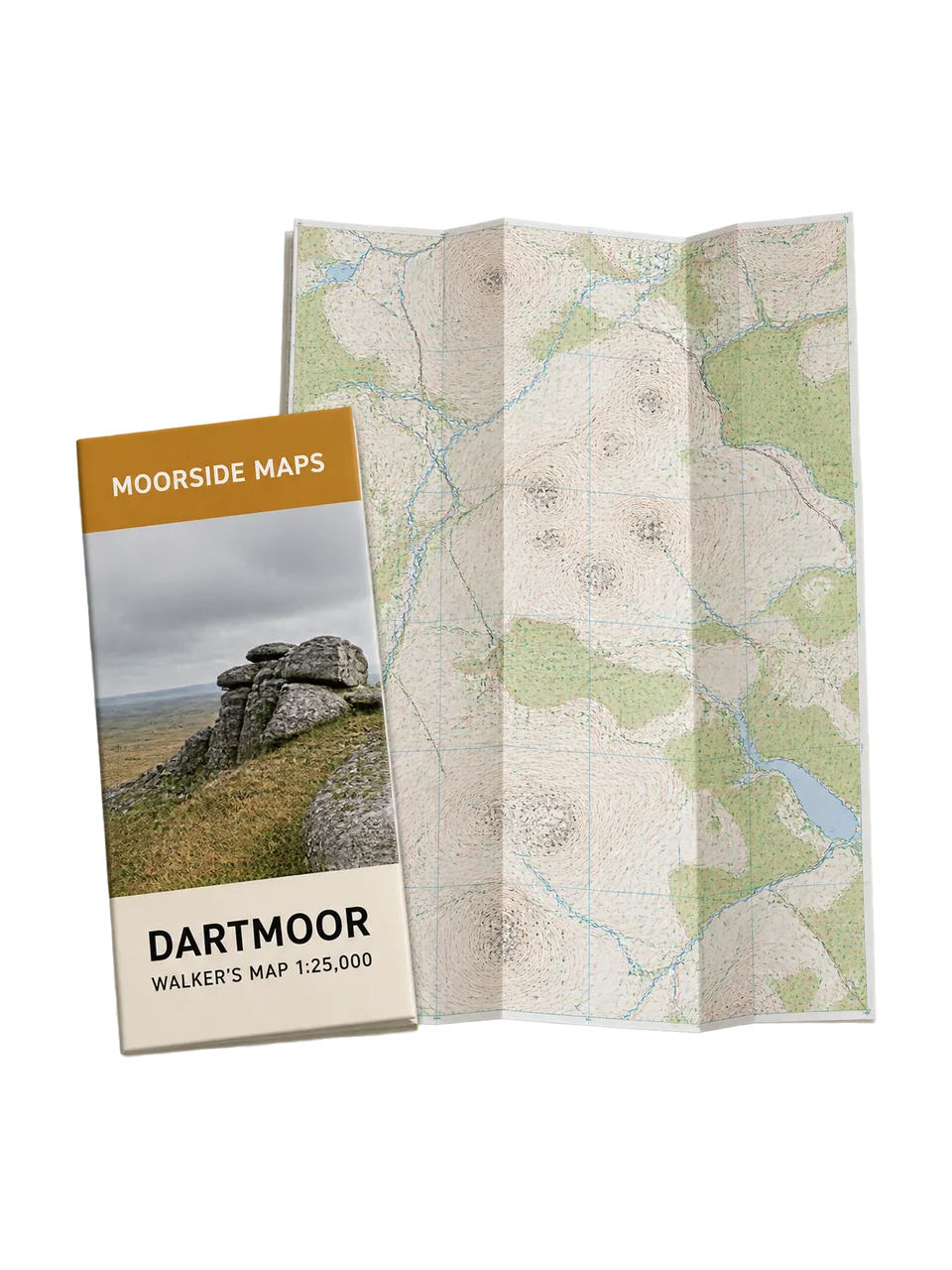 Moorside Maps Dartmoor Walker's Map 1:25,000 in Ochre