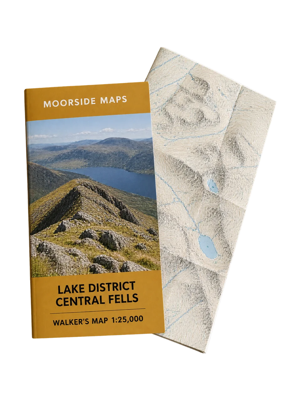 Moorside Maps Lake District Central Fells Walker's Map 1:25,000 in Ochre