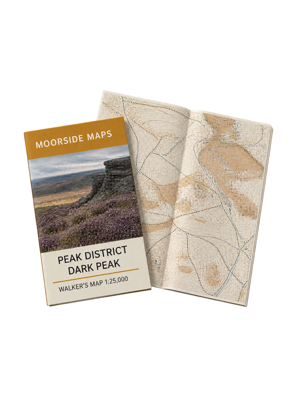 Moorside Maps Peak District Dark Peak Walker's Map 1:25,000 in Ochre